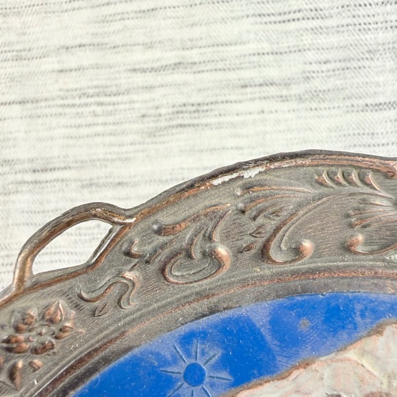 Vintage 60s Enameled Metal Alaska Souvenir Tray Trinket Dish Handpainted 7.5x5.5 - Picture 5 of 7